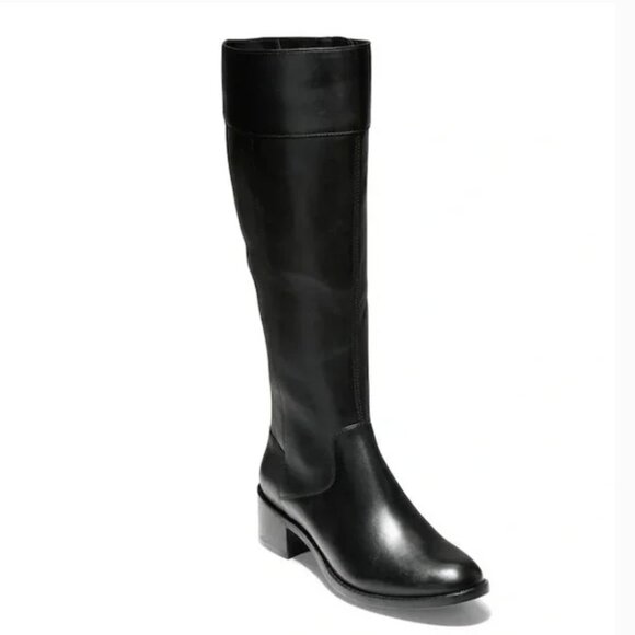 Cole Haan Shoes - Cole Haan Cora Women’s Black Leather Full Zip Riding Boots with Heel, Size 9.5B